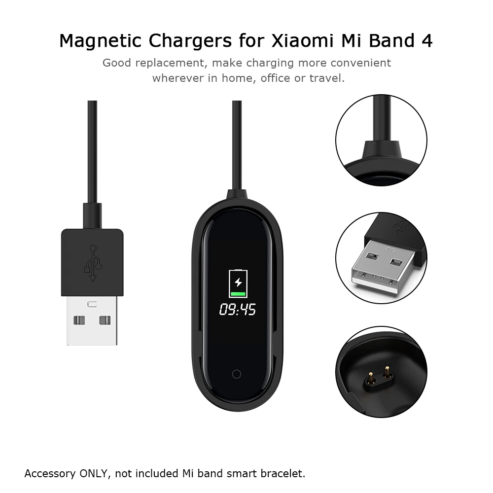 Портативное магнитное зарядное устройство для смарт браслета Xiaomi Mi Band 4 зарядный