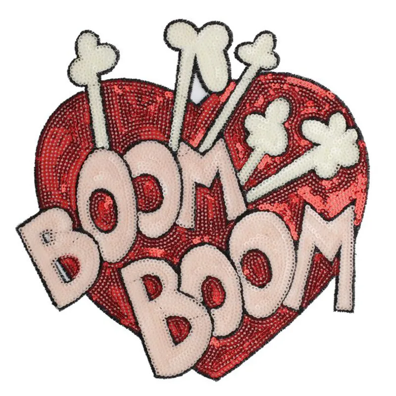 Patches for clothing T shirt women 184mm Heart BOOM Sequined Sequins T-shirt Womens Fashion Tops Shirt Girl Patch for Clothes
Patches for clothing T shirt women 184mm Heart BOOM Sequined Sequins T-shirt Womens Fashion Tops Shirt Girl Patch for Clothes