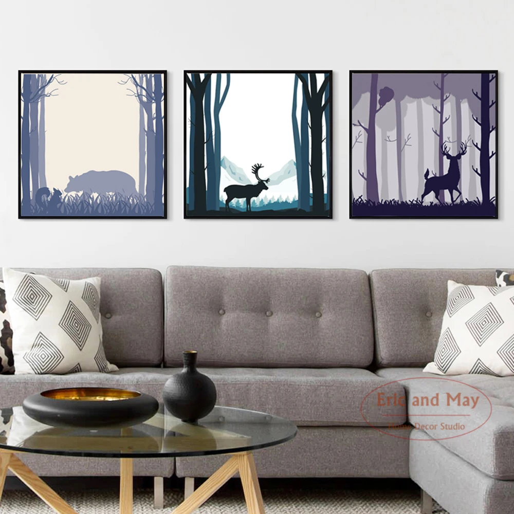 Modern Deer and Forest Silhouette Canvas Prints Modern Painting Posters Wall Art Pictures For Living Room Decoration No Frame
Modern Deer and Forest Silhouette Canvas Prints Modern Painting Posters Wall Art Pictures For Living Room Decoration No Frame