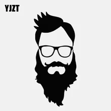 YJZT 6.6CM*14.2CM Beard Barber Shop Hair Cut Cool Vinyl Black/Silver Car Sticker C22-0268