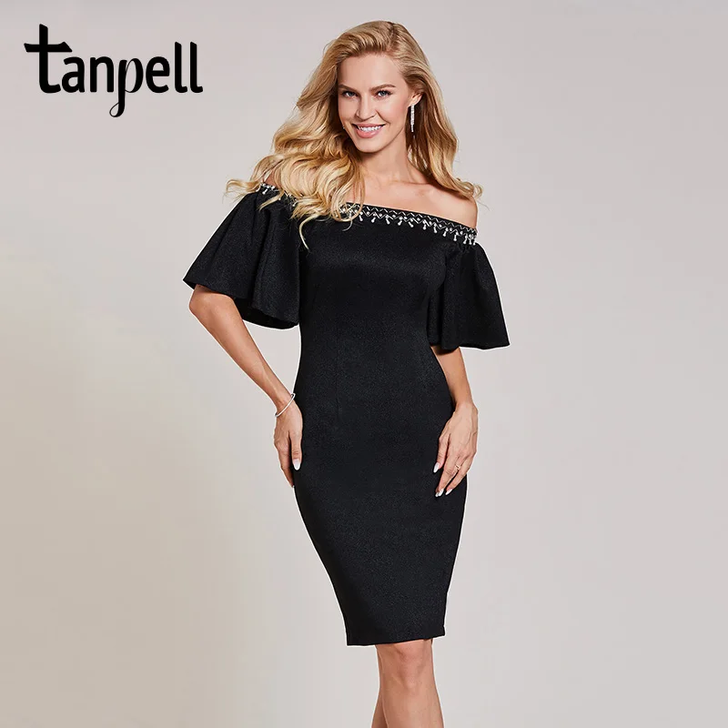 Tanpell off the shoulder cocktail dress black half sleeves knee length sheath gown women bead homecoming short cocktail dresses
Tanpell off the shoulder cocktail dress black half sleeves knee length sheath gown women bead homecoming short cocktail dresses