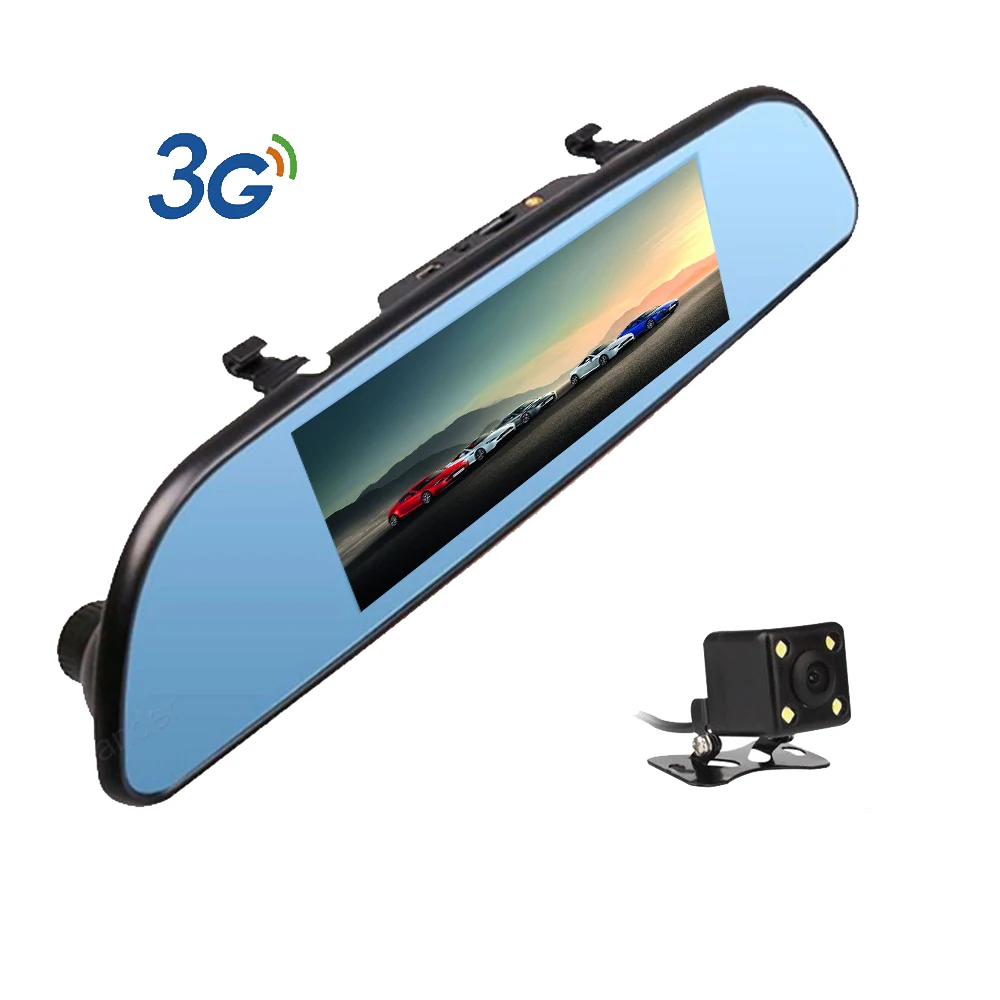 

3G Car DVR 7 inch Android 5.0 Dual Lens dash Camera Rearview mirror FHD 1080P video recorder Bluetooth WIFI FM GPS ROM 16GB