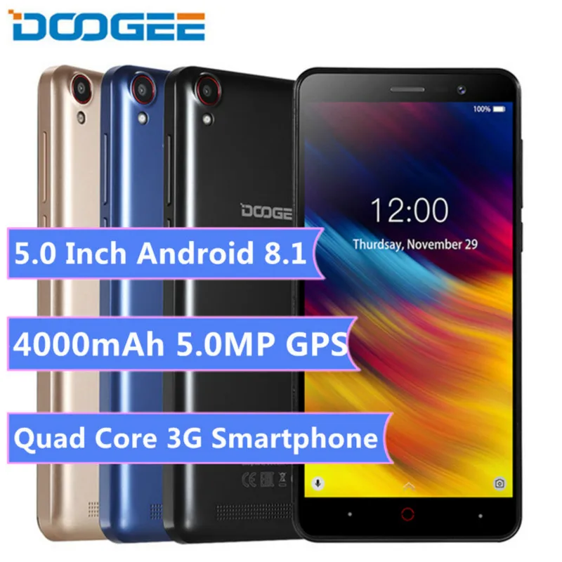 

Doogee X100 Мобильный телефон MTK6580 четырехъядерный Android 8,1 1 ГБ ОЗУ 8 Гб ПЗУ 3g WCDMA 5.0MP Dual SIM смартфон 4000 мАч gps 5,0 дюймов