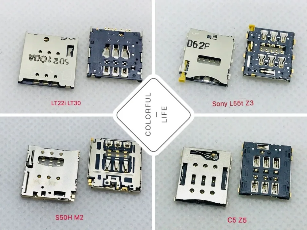 

LT22I L55T S50H M2 C5 Z5 SIM Card Socket Adapter Holder 7pin 6pin Slot Tray Motherboard PCB Board Smartphone FFC Repair LT30 Z3