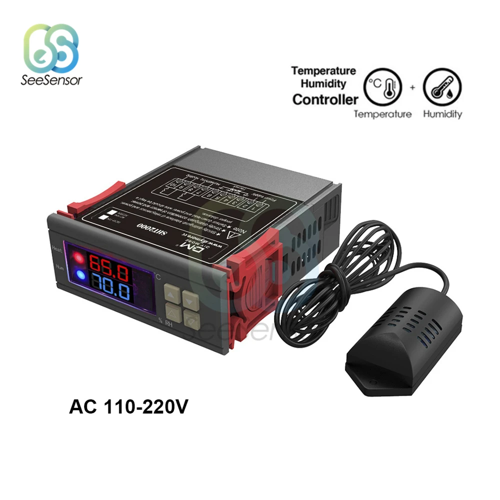 SHT2000 AC 110-220V Digital Temperature Humidity Controller Home Fridge Thermostat Humidistat Thermometer Hygrometer Max 10A
SHT2000 AC 110-220V Digital Temperature Humidity Controller Home Fridge Thermostat Humidistat Thermometer Hygrometer Max 10A