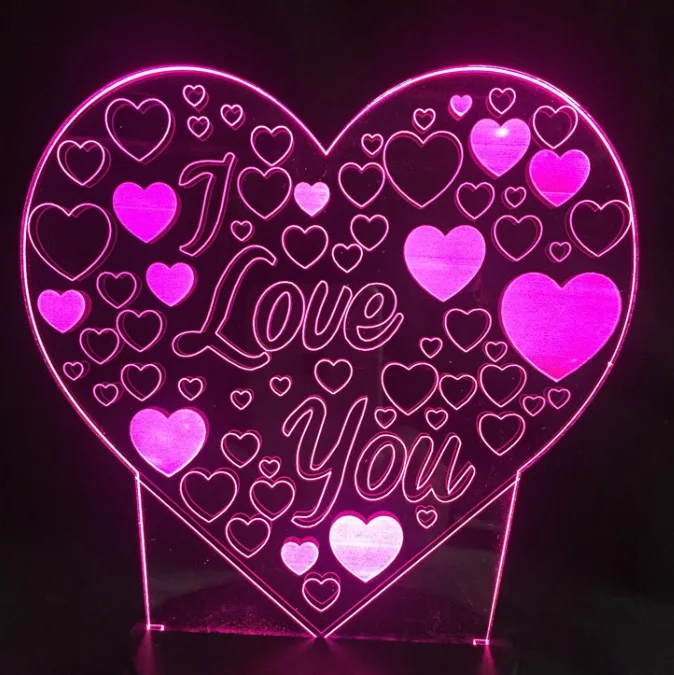 3D I Love You Heart Светодиодная лампа настольная цветная Праздничная Подсветка USB RGB