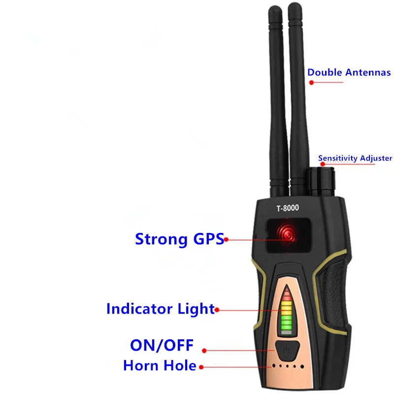 Strong Magnet Dual Antennas Sleeping GPS Tracker Finder Anti GSM Signal Detector 1-8000MHZ Detector Listening Bugs(Black) T8000
Strong Magnet Dual Antennas Sleeping GPS Tracker Finder Anti GSM Signal Detector 1-8000MHZ Detector Listening Bugs(Black) T8000