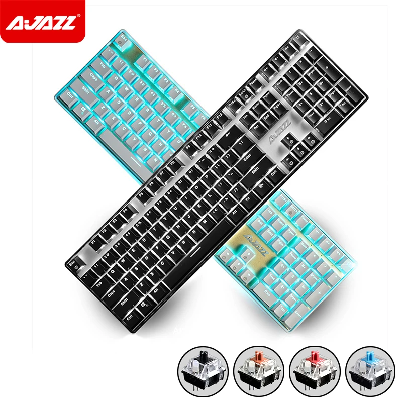 Новинка 108 клавиш Ajazz AK33i Проводная LED подсветка Usb эргономичная Механическая