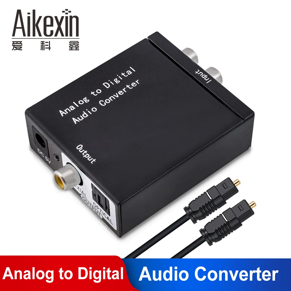 ADC Analog to digital Audio Converter RCA 3.5mm to Optical spdif Coaxial Fiber Toslink Adapter with Optical Cable
ADC Analog to digital Audio Converter RCA 3.5mm to Optical spdif Coaxial Fiber Toslink Adapter with Optical Cable
