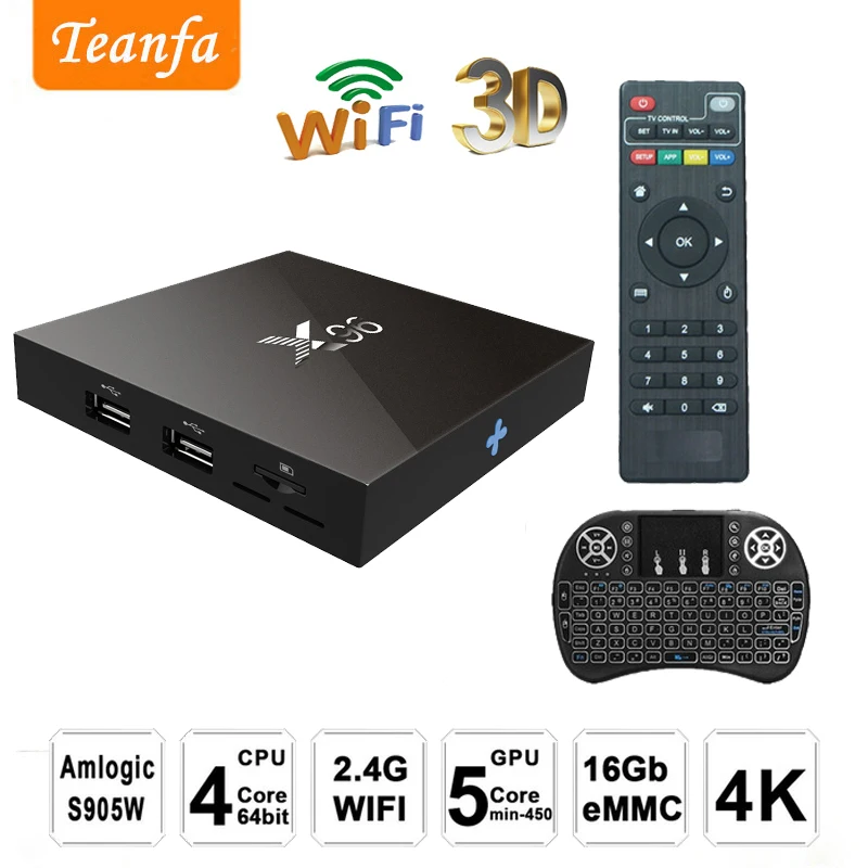 X96 amlogic s905W Четырехъядерный 4 K Full HD Android 7 1 tv BOX KD 18 0 Marshmallow 2 ГБ 16 Дополнительный HDMI