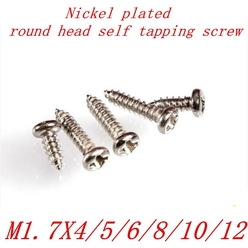 1000Pcs M1.7 1.7mm nickel plated micro electronic screw phillips round pan head self tapping screw
1000Pcs M1.7 1.7mm nickel plated micro electronic screw phillips round pan head self tapping screw