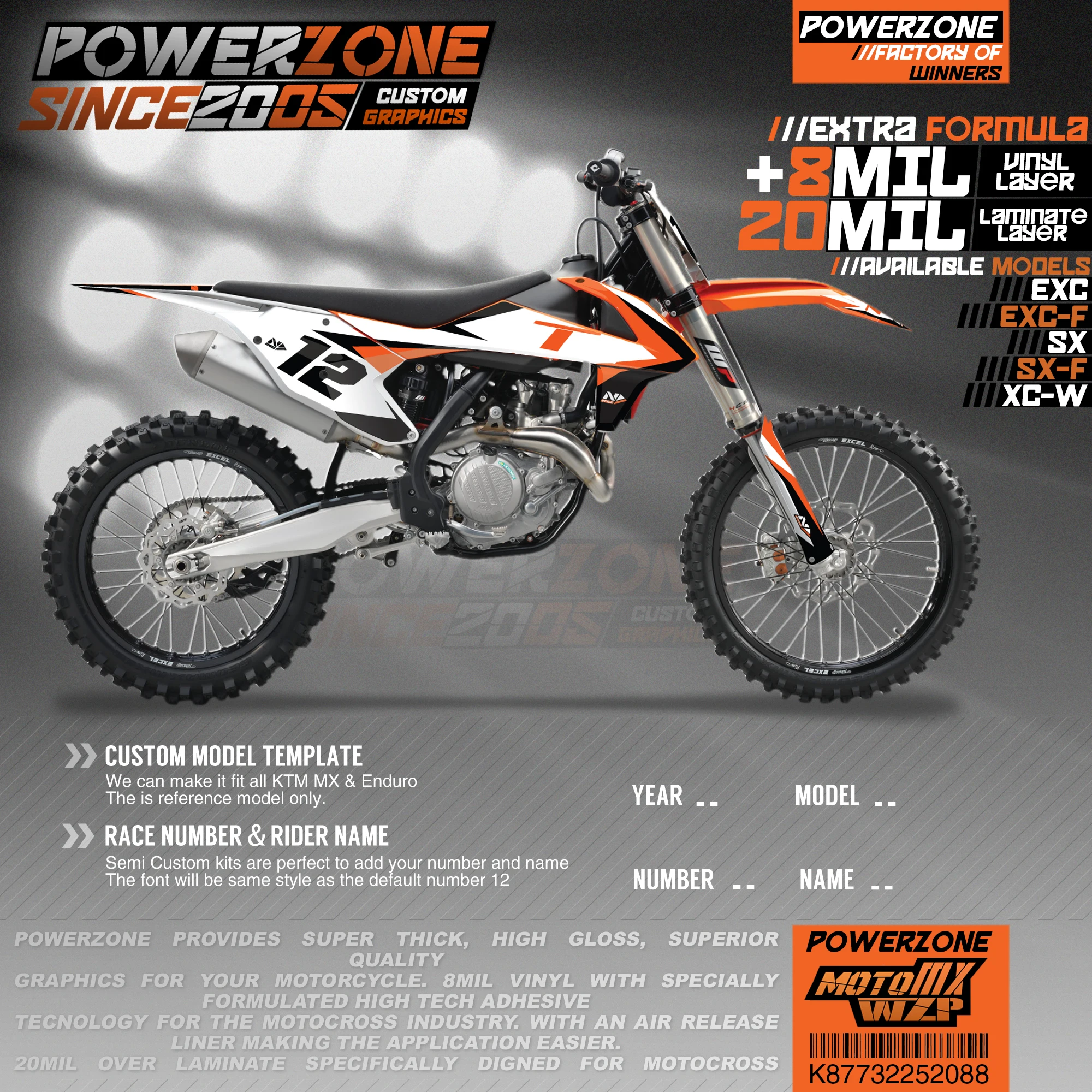PowerZone на заказ футбольной команды Графика Фоны наклейки 3m Набор наклеек для KTM SX SXF MX EXC xcw Enduro 125cc к 500cc 2016-2019 088
PowerZone на заказ футбольной команды Графика Фоны наклейки 3m Набор наклеек для KTM SX SXF MX EXC xcw Enduro 125cc к 500cc 2016-2019 088