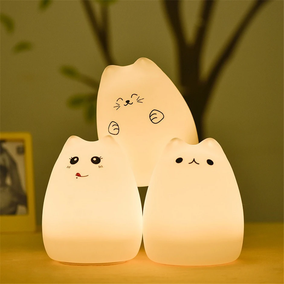 USB rechargeable LED Colorful Night Light Animal Cat stype Silicone Soft Breathing Cartoon Baby Nursery Lamp for Children Gift
USB rechargeable LED Colorful Night Light Animal Cat stype Silicone Soft Breathing Cartoon Baby Nursery Lamp for Children Gift