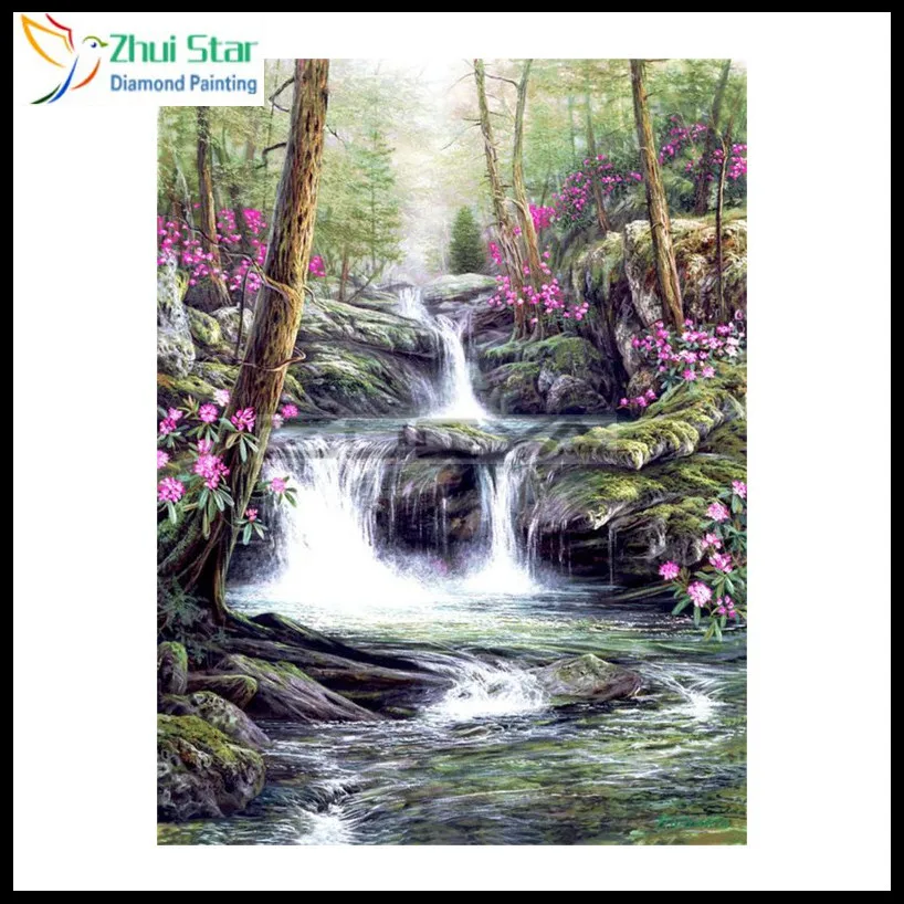 

2018 New 100% Full DIY 5D Diamond Painting Forest creek Cross Stitch Diamond Embroidery Patterns rhinestones Diamond Mosaic gx