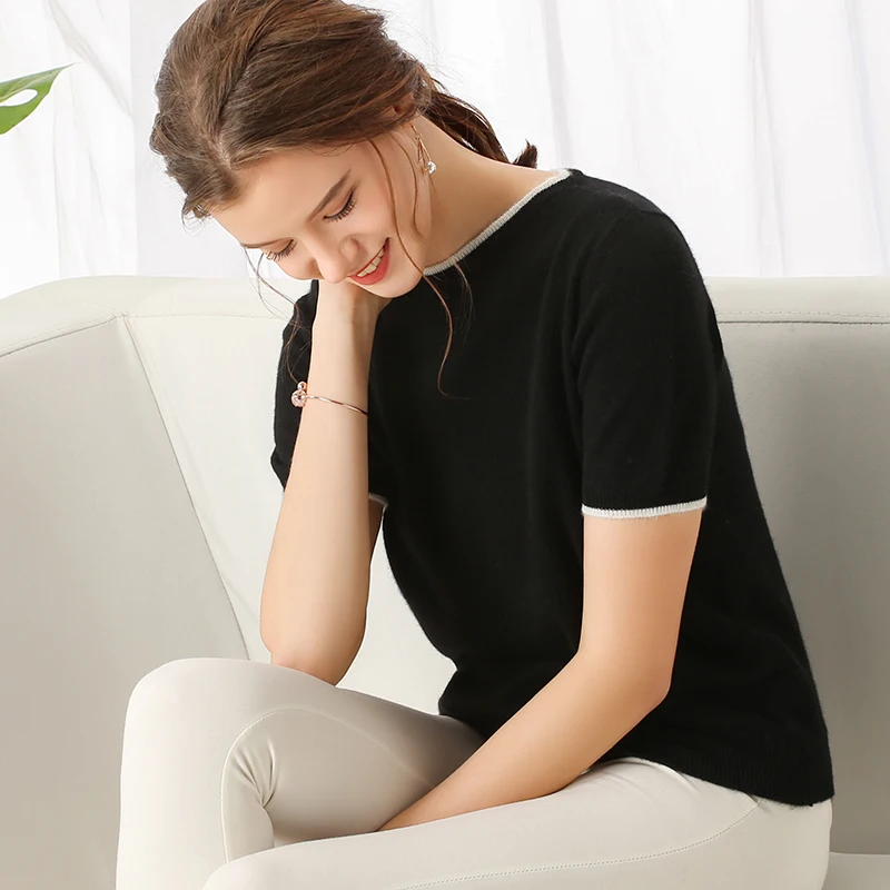 BELIARST 2019 Spring and Summer New Pure Cashmere Short Sleeve Women's Slim Cashmere Sweater Genuine Large Size O-Ne'c'k
BELIARST 2019 Spring and Summer New Pure Cashmere Short Sleeve Women's Slim Cashmere Sweater Genuine Large Size O-Ne'c'k