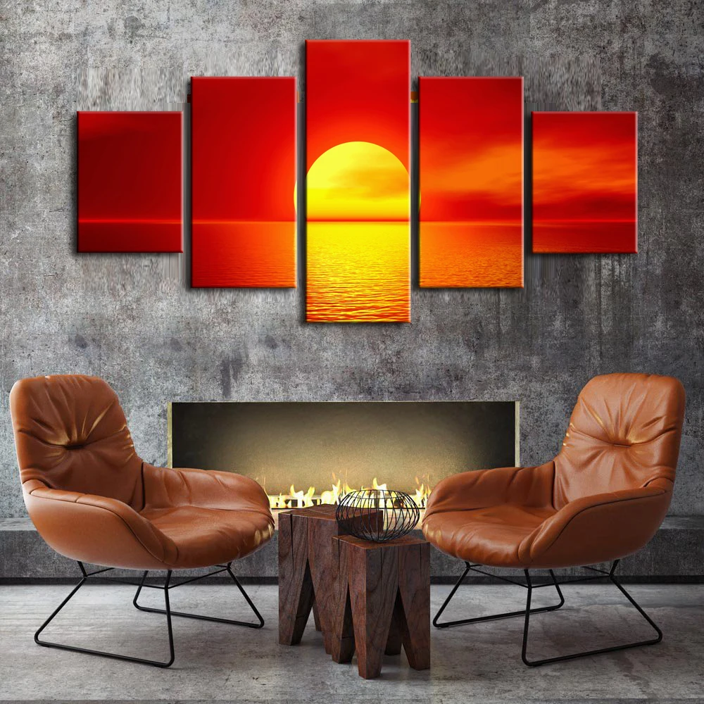 Framed Canvas Painting 5 Pieces Modern Wall Art Ocean Sunset Oil Painting Printed Landscape Pictures Ready For Hang
Framed Canvas Painting 5 Pieces Modern Wall Art Ocean Sunset Oil Painting Printed Landscape Pictures Ready For Hang