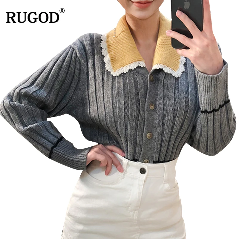 RUGOD 2018 Korean Stringy Selvedge Collar Striped Cardigan Women Fashion Color Block Long Sleeve Knitted Sweater Female Coat
RUGOD 2018 Korean Stringy Selvedge Collar Striped Cardigan Women Fashion Color Block Long Sleeve Knitted Sweater Female Coat