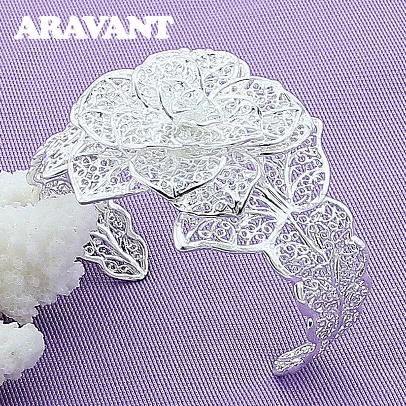 925 Silver Vintage Big Flower Open Cuff Bracelet Bangles For Women Wedding Jewelry
925 Silver Vintage Big Flower Open Cuff Bracelet Bangles For Women Wedding Jewelry