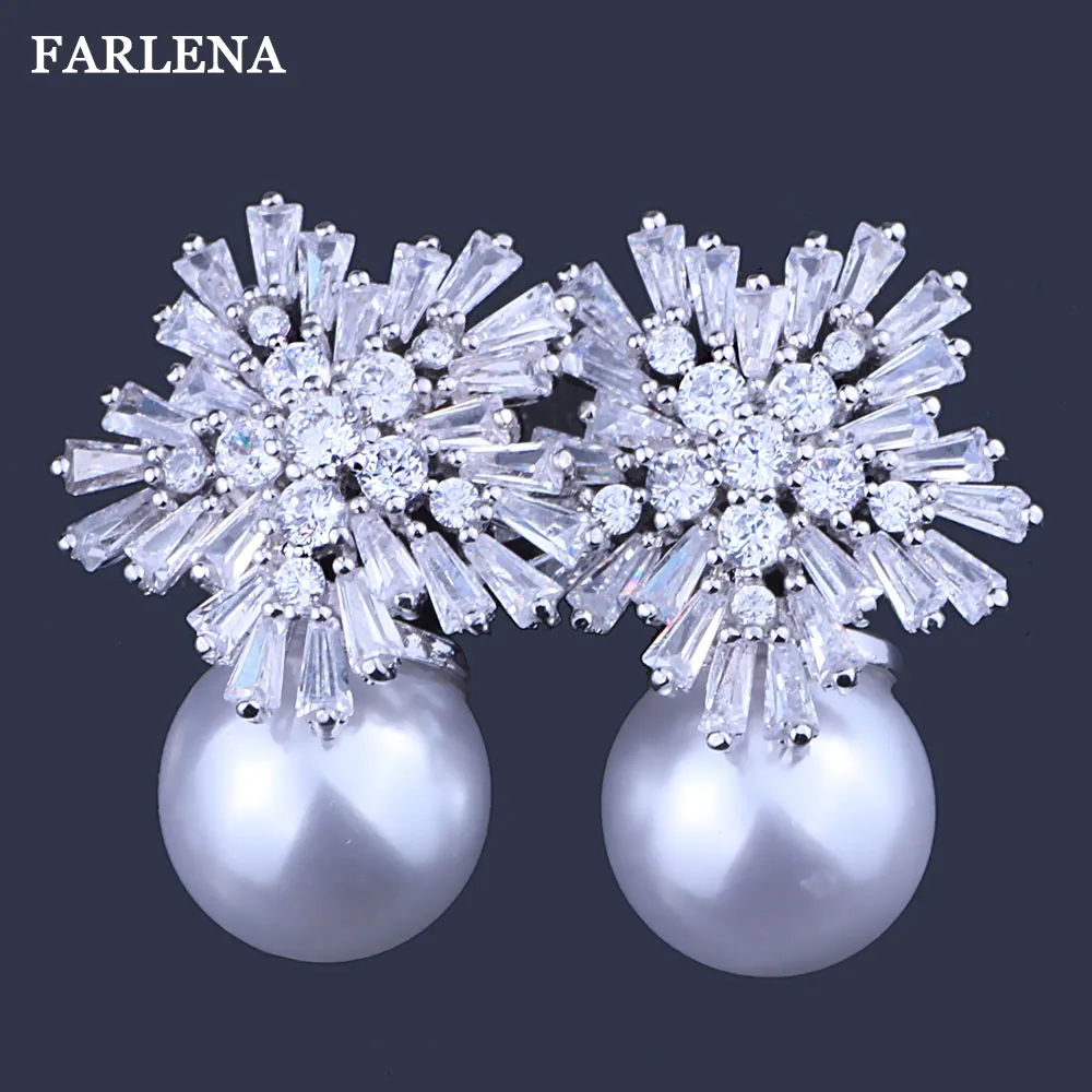 FARLENA Brand Double Simulated Pearl stud Earrings with Zircon Fashion High Quality Crystal Earrings for Women
FARLENA Brand Double Simulated Pearl stud Earrings with Zircon Fashion High Quality Crystal Earrings for Women