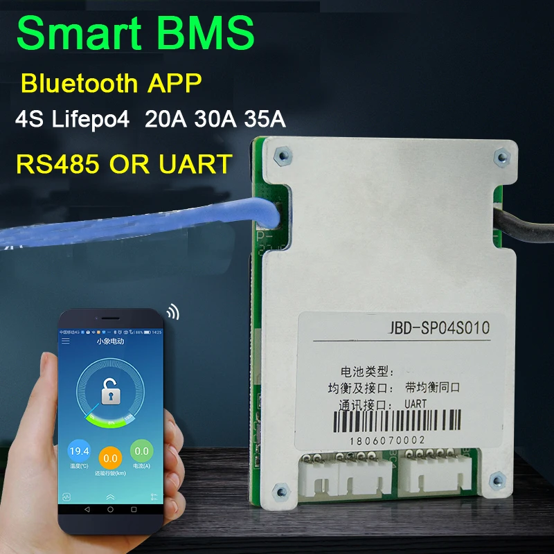 Умная Защитная плата Lifepo4 для литиевых батарей 12 В 20 А 30 35 с системой bms Bluetooth RS485 UART