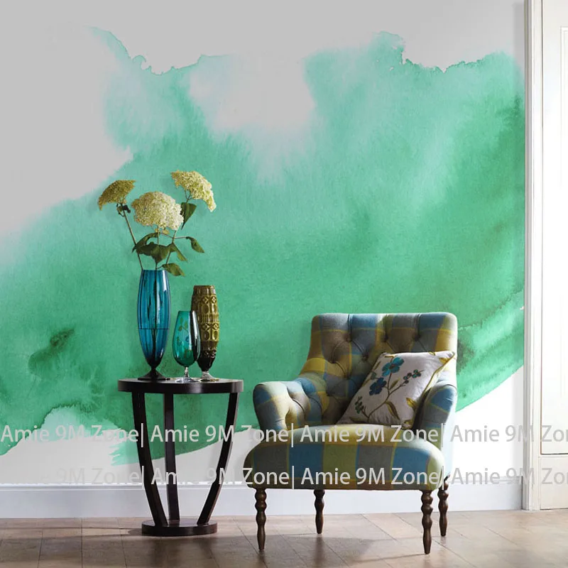 

Tuya Art Green watercolor mural wall paper for living room wall decor wholesale free shipping discount wallpapers