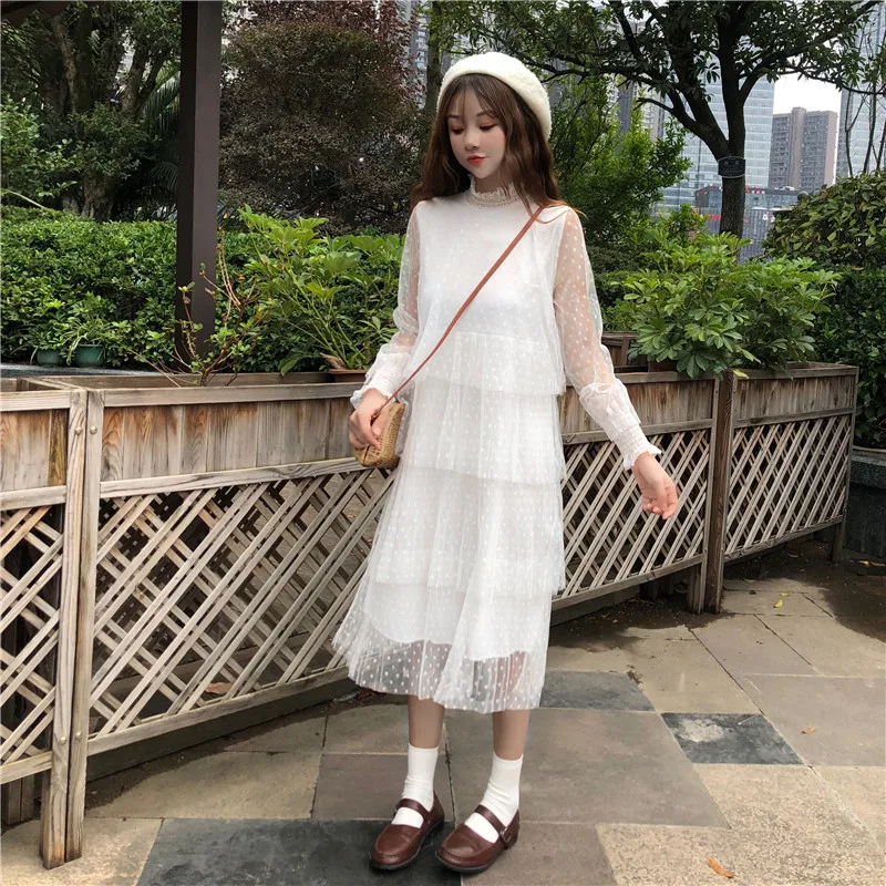 Women's New Dress Korean Sweet Temperament Polka Dots Long-Sleeved Lace Elegant Women Dress
Women's New Dress Korean Sweet Temperament Polka Dots Long-Sleeved Lace Elegant Women Dress