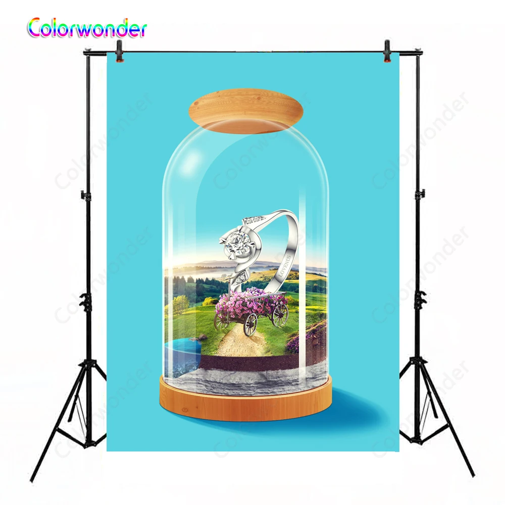 Хрустальная стеклянная бутылка фон для фотосъемки серебряное кольцо с поплавком