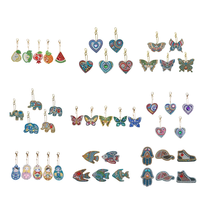 5 pieces full diamond shape DIY painting diamond set keychain butterfly / love diamond heart painted cross stitch keychain
5 pieces full diamond shape DIY painting diamond set keychain butterfly / love diamond heart painted cross stitch keychain