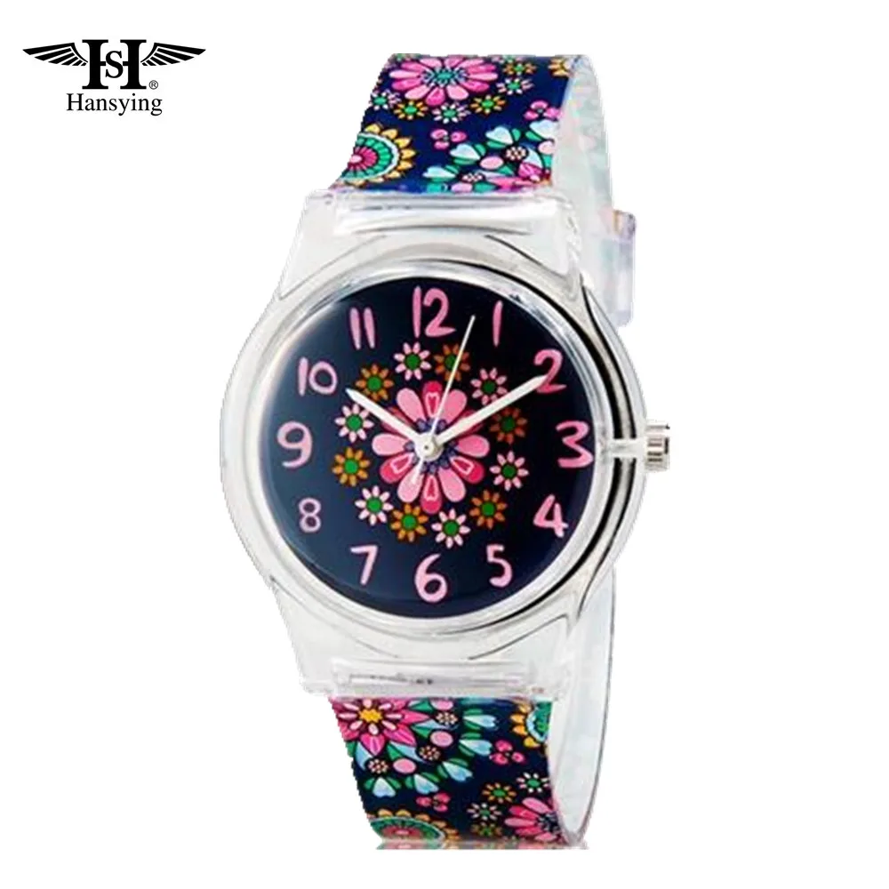 Hansying мини студенческие Детские Аналоговые кварцевые наручные часы с цветами для