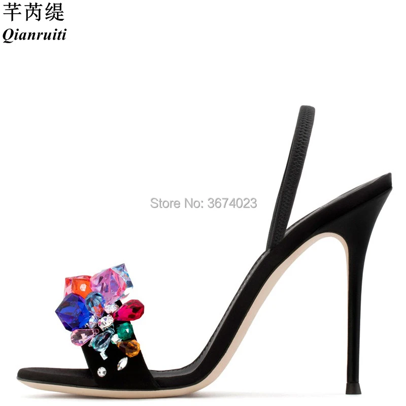 Qianruiti Women Sandals Topped Colorful Crystal Thin Heels Slip On Slingbacks High Heels Women Multi-Color Jewels Sandals Shoes
Qianruiti Women Sandals Topped Colorful Crystal Thin Heels Slip On Slingbacks High Heels Women Multi-Color Jewels Sandals Shoes