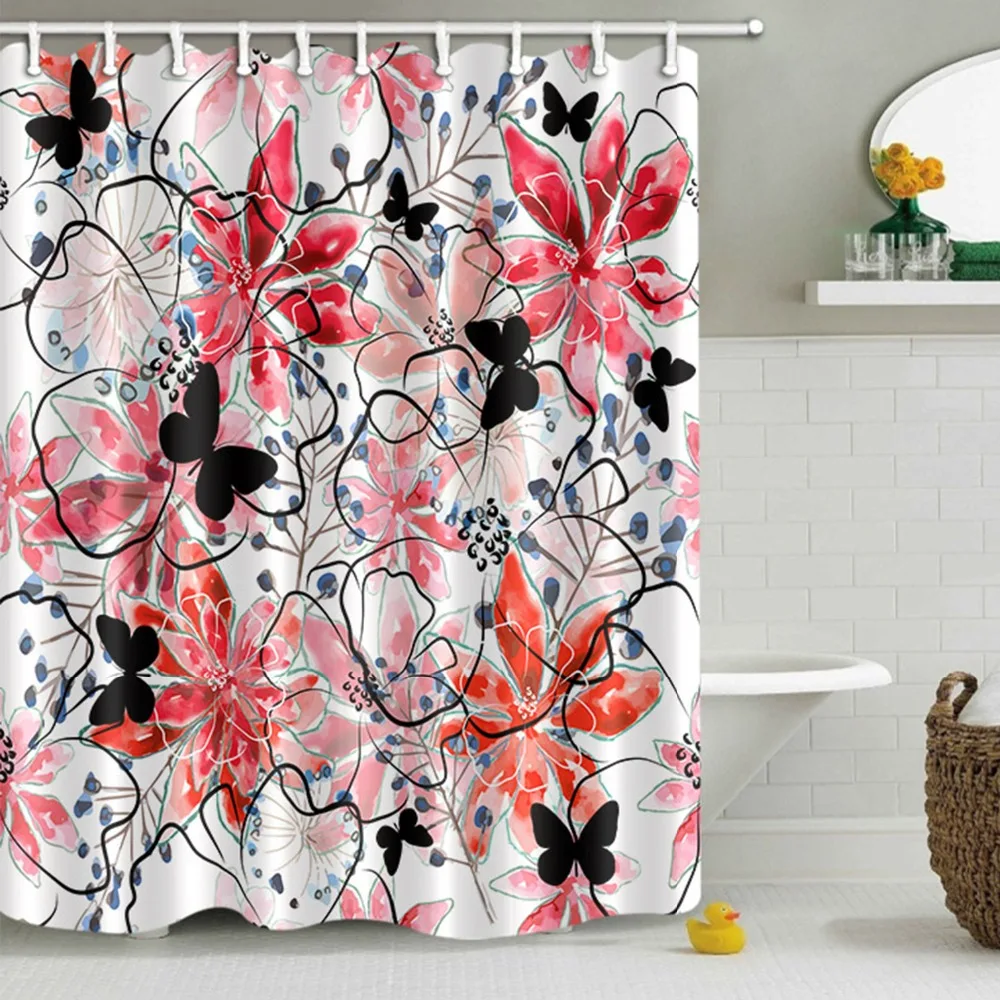 LB Black Butterfly Abstract Flower Shower Curtain Bathroom Curtains Floral Waterproof Polyester Fabric For Bathtub Art Decor
LB Black Butterfly Abstract Flower Shower Curtain Bathroom Curtains Floral Waterproof Polyester Fabric For Bathtub Art Decor