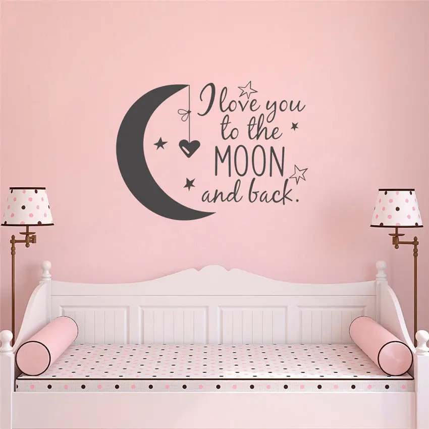 Wall Decal, I Love You to the Moon and Back, Moon Star Vinyl Removable Nursery Kids Room Home Decor Wall Sticker D603
Wall Decal, I Love You to the Moon and Back, Moon Star Vinyl Removable Nursery Kids Room Home Decor Wall Sticker D603