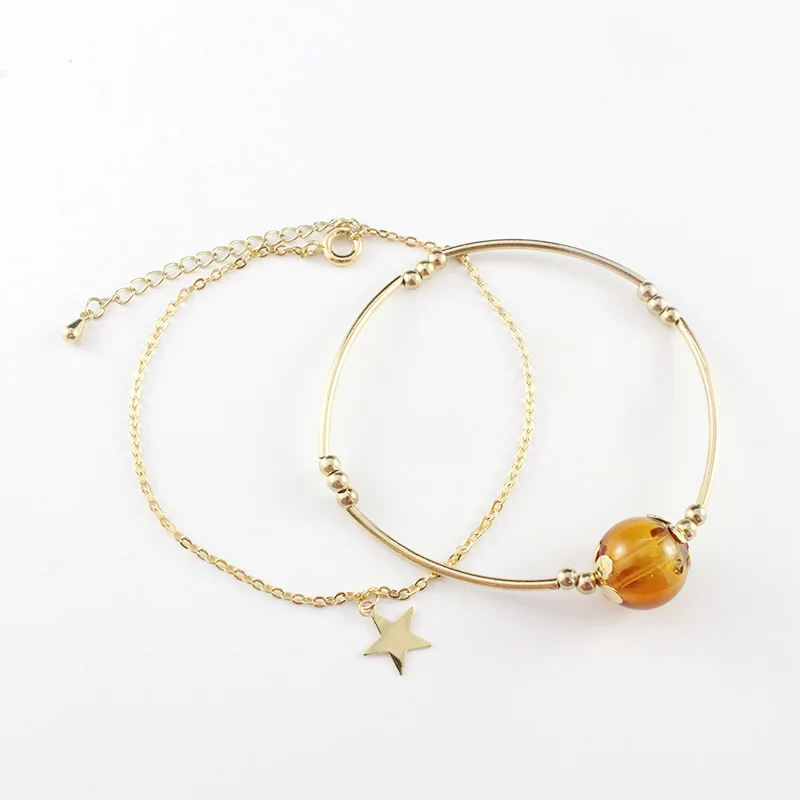 1PC Gold Color Bracelet Chain with diffuser Hole Murano Glass Perfume ball Double Star Bracelets For Women | Украшения и