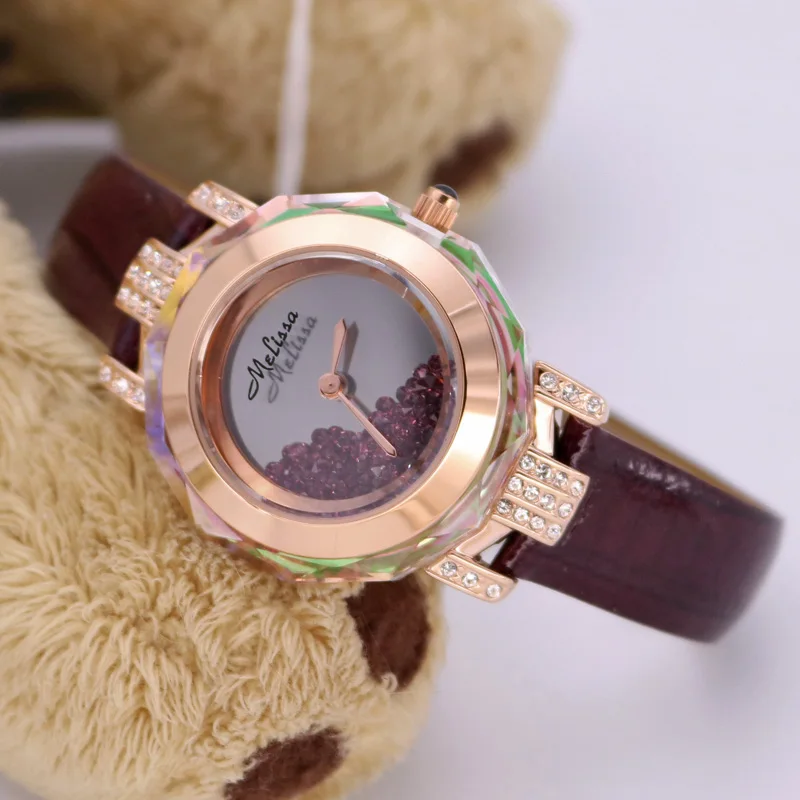 Melissa Brand Gorgeous Women Crystals Watches Lovely Moving Sands Genuine Leather Wrist watch Japan Quartz Analog Watch Femme
Melissa Brand Gorgeous Women Crystals Watches Lovely Moving Sands Genuine Leather Wrist watch Japan Quartz Analog Watch Femme