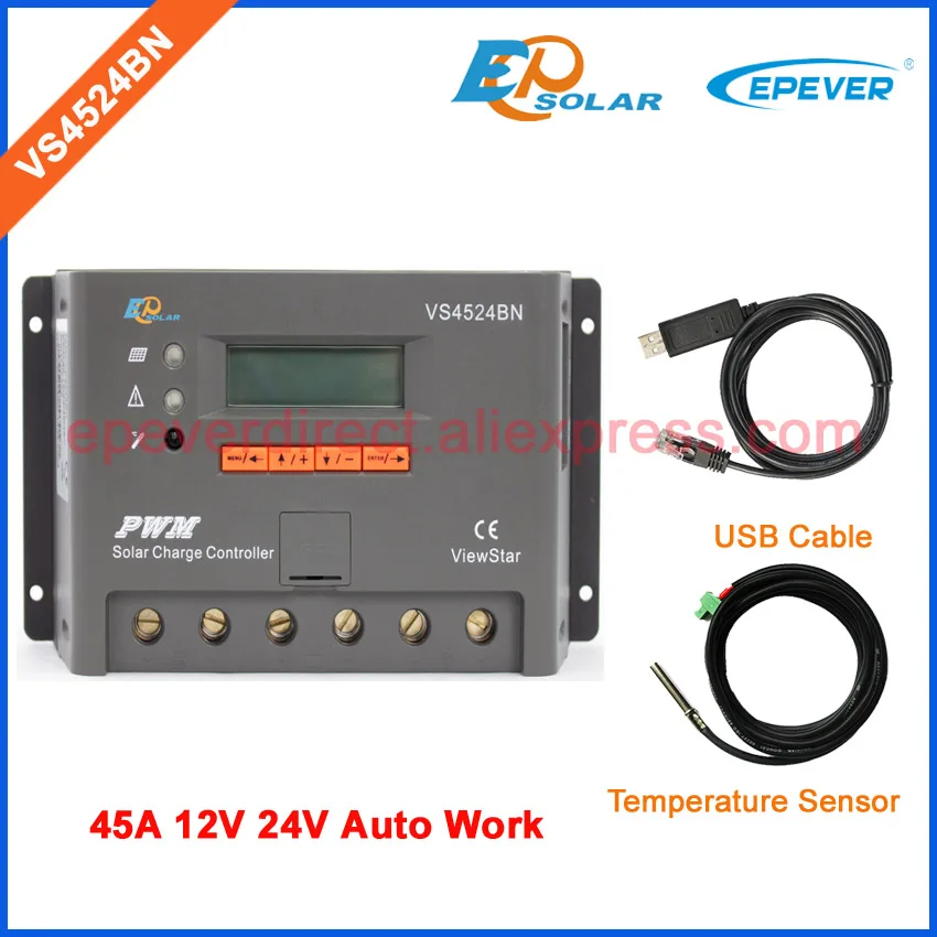regulator PWM EPSolar ViewStar series VS4524BN solar portable controller USB cable and temperature sensor 45A 45amp
regulator PWM EPSolar ViewStar series VS4524BN solar portable controller USB cable and temperature sensor 45A 45amp