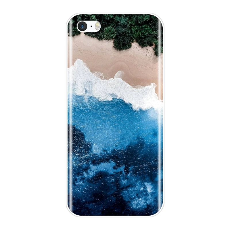 Задняя крышка для iPhone 5 5C 5S SE 4 дюймов розовый синий пляжный волнистый морской