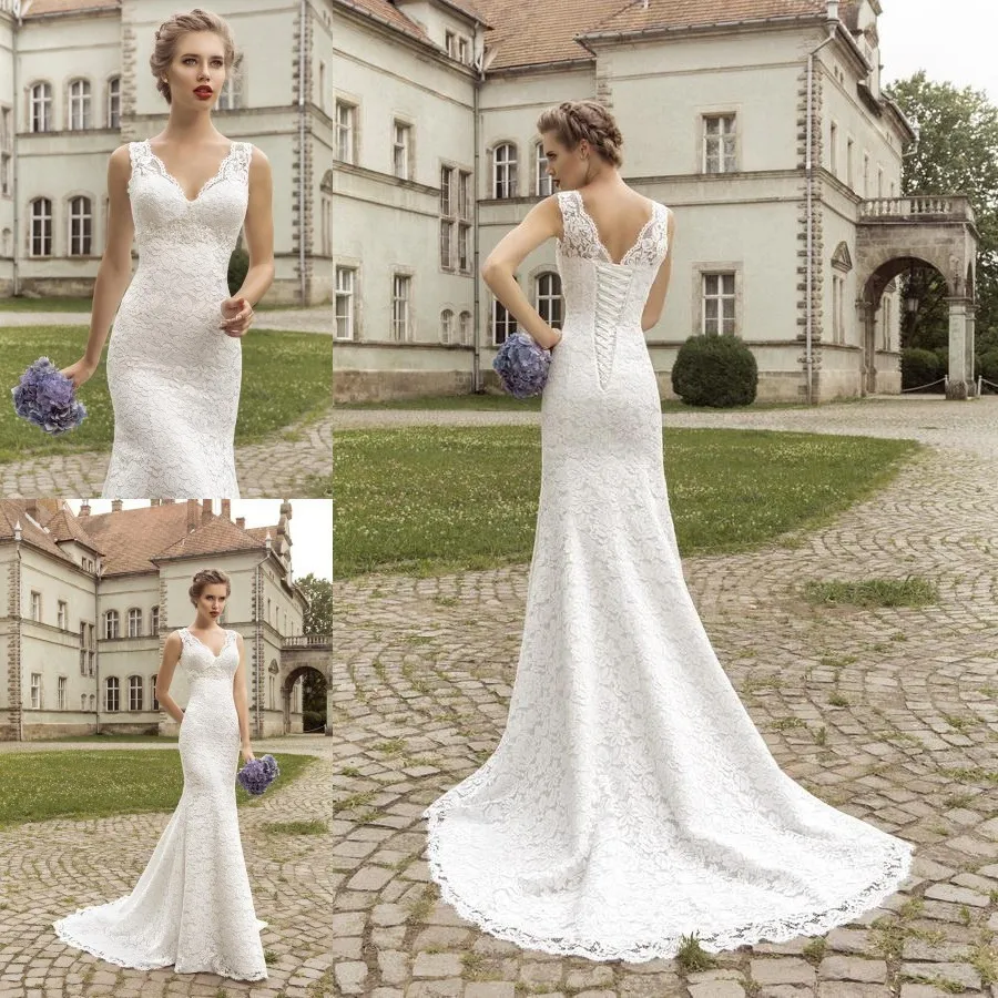 Vestido De Noiva New Arrival Lace Mermaid Wedding Dresses Sexy V neck Sweep Train Lace-up Bridal Gowns High Quality
Vestido De Noiva New Arrival Lace Mermaid Wedding Dresses Sexy V neck Sweep Train Lace-up Bridal Gowns High Quality