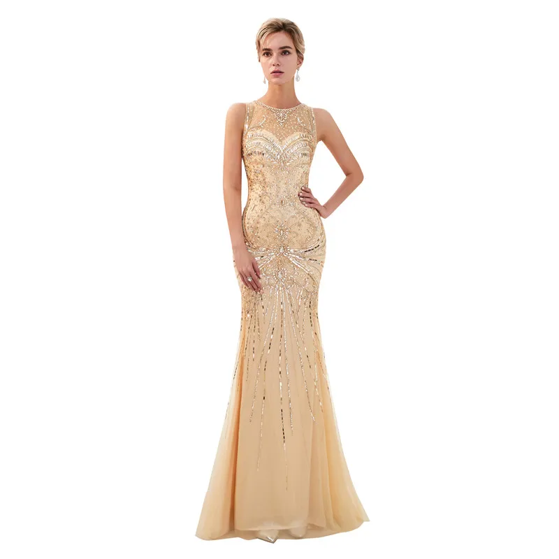 Tulle Beading Diamonds O-Neck Sleeveless Mermaid Trumpet Dresses Floor Length Party Dress Robe de soiree Vestido de noche
Tulle Beading Diamonds O-Neck Sleeveless Mermaid Trumpet Dresses Floor Length Party Dress Robe de soiree Vestido de noche