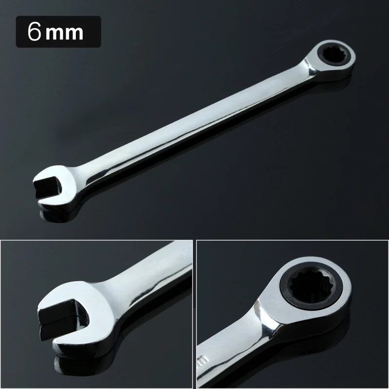 6mm Chrome Vanadium Spanners With Key Ratchet Wrench Set Adjustable Torque Open End Wrench Woodworking Carpenter Power Hand Tool
6mm Chrome Vanadium Spanners With Key Ratchet Wrench Set Adjustable Torque Open End Wrench Woodworking Carpenter Power Hand Tool