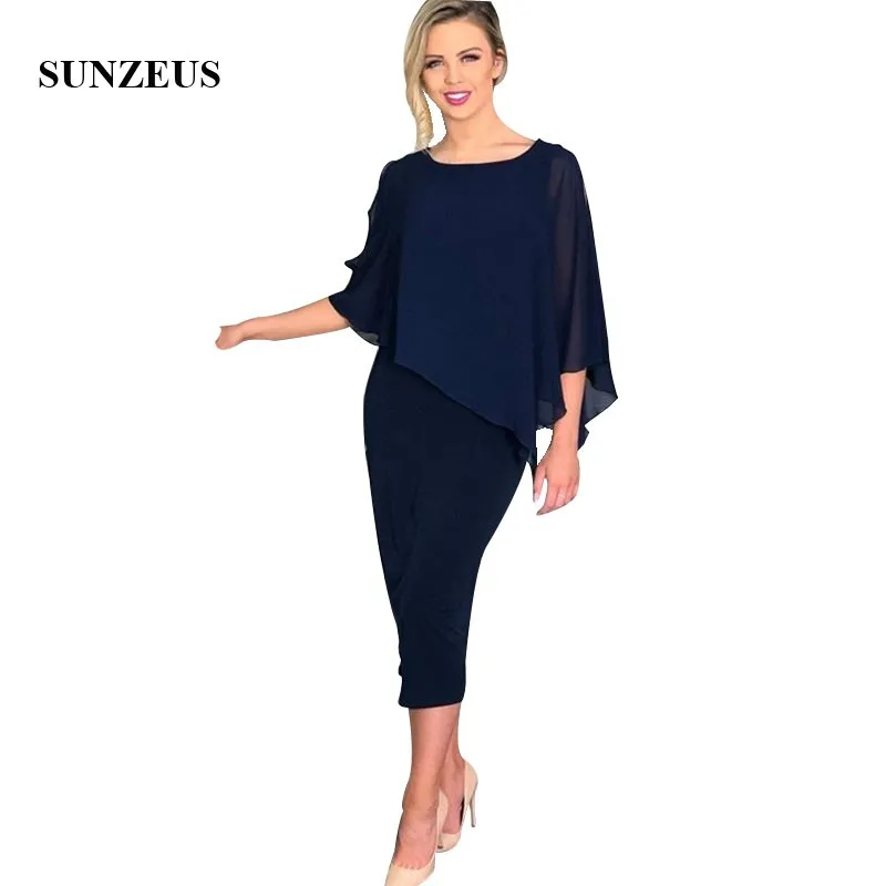Sheath Tea Length Mother Of The Bride Gowns With Chiffon Cape Elegant Women Wedding Party Gowns Formal Guest Dress
Sheath Tea Length Mother Of The Bride Gowns With Chiffon Cape Elegant Women Wedding Party Gowns Formal Guest Dress