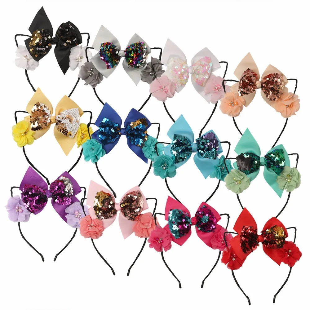 12PCS/lot , Sequined bow chiffon flower hair hoop cat ear headband fashion girl DIY hair accessories
12PCS/lot , Sequined bow chiffon flower hair hoop cat ear headband fashion girl DIY hair accessories