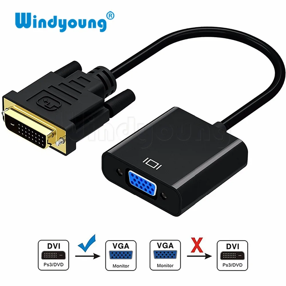 DVI Male to VGA Female Video Converter Adapter DVI 24+1 25 Pin DVI-D to VGA Adapter Cable for TV PS3 PS4 PC Display 1080P
DVI Male to VGA Female Video Converter Adapter DVI 24+1 25 Pin DVI-D to VGA Adapter Cable for TV PS3 PS4 PC Display 1080P