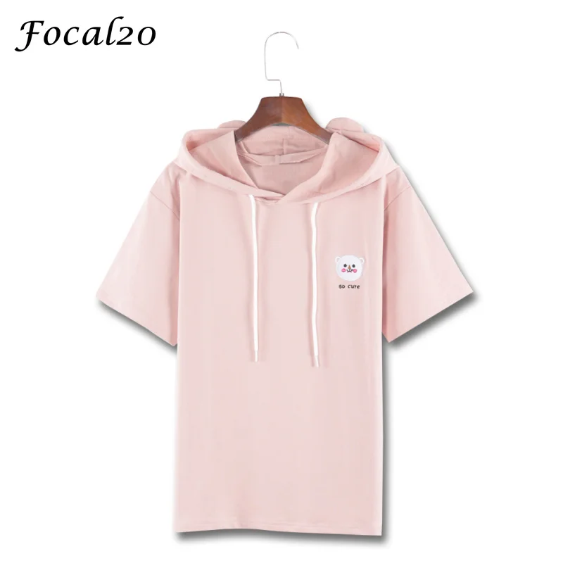Focal20 Cute Cartoon Bear Embroidery Women Hooded T-shirt Summer Short Sleeve Loose T Shirt Tee Top Streetwear
Focal20 Cute Cartoon Bear Embroidery Women Hooded T-shirt Summer Short Sleeve Loose T Shirt Tee Top Streetwear
