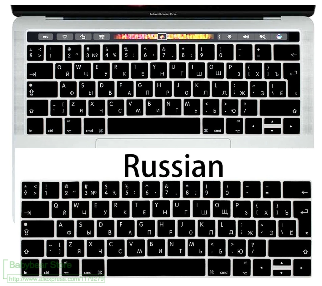 Russian Russian RU letter Keyboard Cover for 2018 2019 2020 Touch Bar Apple Macbook Pro 13 15 A 1706 A 1989 A1707 A 1990 A 2159
Russian Russian RU letter Keyboard Cover for 2018 2019 2020 Touch Bar Apple Macbook Pro 13 15 A 1706 A 1989 A1707 A 1990 A 2159