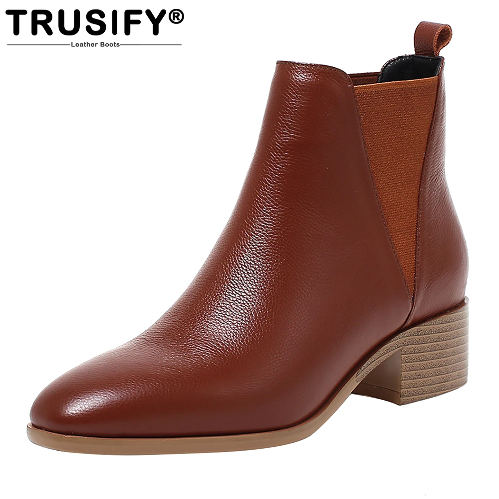 2018 ohtwo женская обувь кожаные ботильоны челси Zapatos Mujer Botas на высоком каблуке
