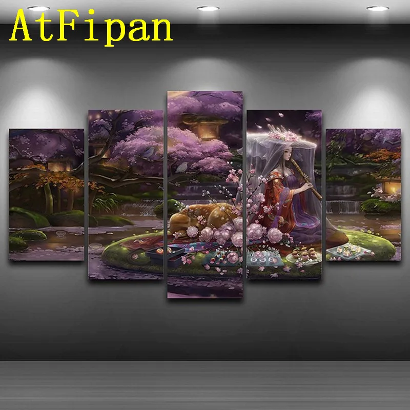 Atfipan без Рамки Модульная картина 5 P анимации мультфильм девушка плакат самым