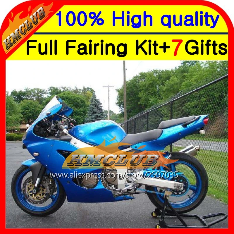 

Body For KAWASAKI ZX 6R all blue 00 01 02 636 ZX6R HM786 ZX636 ZX-636 ZX-6R all glossy blue NINJA 2000 2001 2002 Fairings