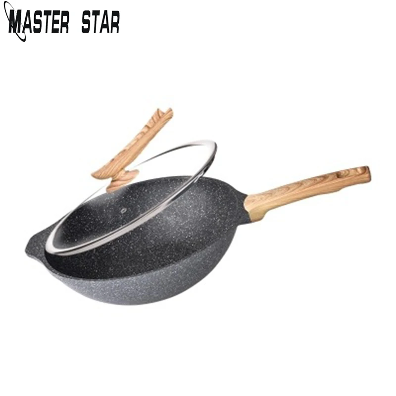 Master Star Chinese Medical Stone Wok With Lid Aluminum Alloy No Lampblack Cooker Pots Gas Induction Universal | Дом и сад