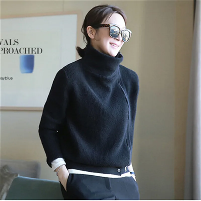 new arrival pure cashmere turtleneck knit women oblique zipper loose short cardigan sweater solid color S-2XL
new arrival pure cashmere turtleneck knit women oblique zipper loose short cardigan sweater solid color S-2XL