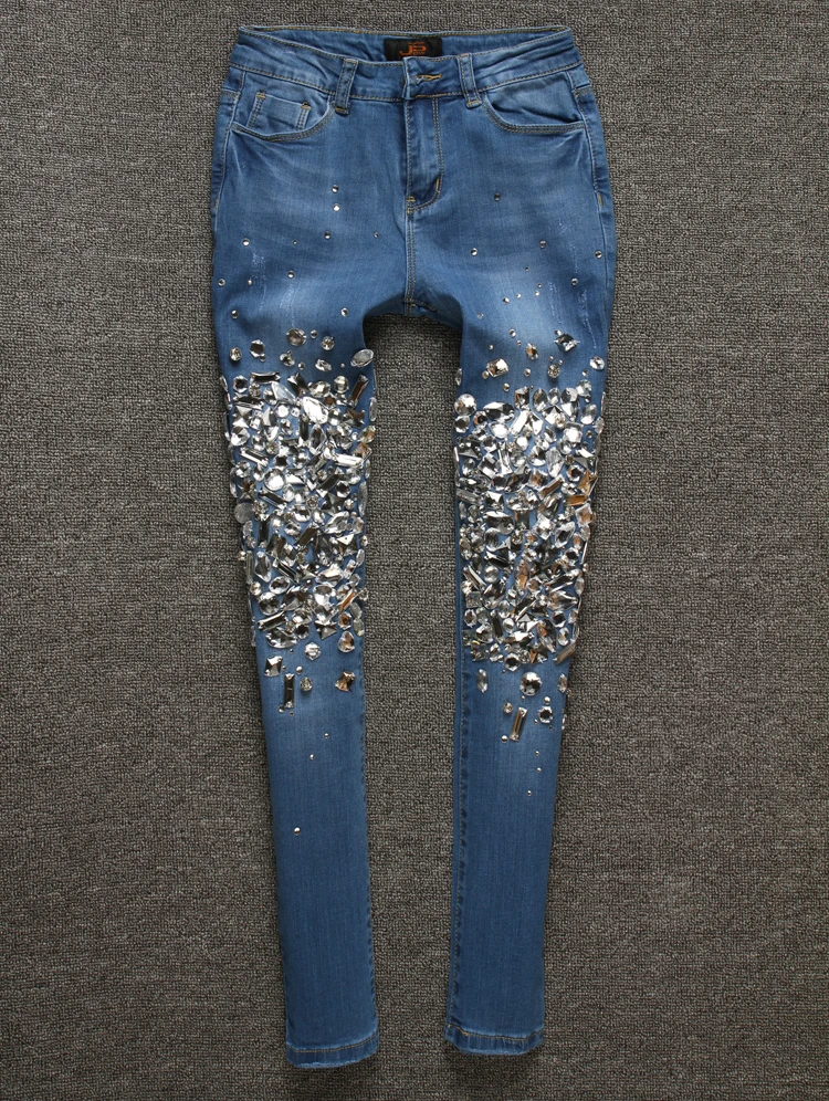 size 31 32 33 Female Diamond Beaded Jeans Fashion Slim Skinny Denim Pants Black Blue plus size trousers
size 31 32 33 Female Diamond Beaded Jeans Fashion Slim Skinny Denim Pants Black Blue plus size trousers